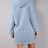Vestaglia Corta con Zip e Cappuccio Teddy - AZZURRO - SY70