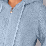 Vestaglia Corta con Zip e Cappuccio Teddy - AZZURRO - SY70