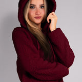 Vestaglia Corta con Zip e Cappuccio Teddy - BORDEAUX - SY70