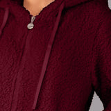 Vestaglia Corta con Zip e Cappuccio Teddy - BORDEAUX - SY70