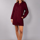 Vestaglia Corta con Zip e Cappuccio Teddy - BORDEAUX - SY70