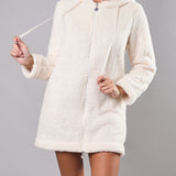 Vestaglia Corta con Zip e Cappuccio Teddy - MILK - SY70