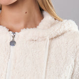 Vestaglia Corta con Zip e Cappuccio Teddy - MILK - SY70