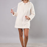 Vestaglia Corta con Zip e Cappuccio Teddy - MILK - SY70