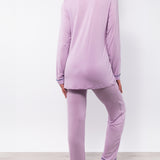 Pigiama con maglia a manica lunga, collo revers e pantalone lungo in modal - LILLA - CH13