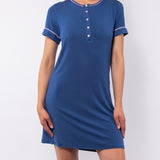 Camicia da notte serafino a manica corta in modal - BLU - CH27