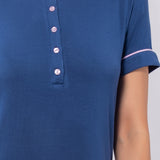 Camicia da notte serafino a manica corta in modal - BLU - CH27