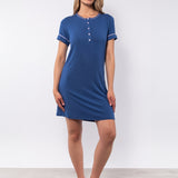 Camicia da notte serafino a manica corta in modal - BLU - CH27