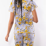 Pigiama con maglia serafino a manica corta e pantalone lungo in cotone – R011