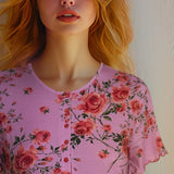 Camicia da notte serafino a manica corta in cotone - ROSE - RO27