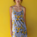 Camicia da notte con spalline sottili in cotone - CIELO - RO29