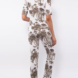 Pigiama con maglia aperta a manica corta e pantalone lungo in viscosa stretch - MILK - SU13