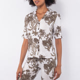 Pigiama con maglia aperta a manica corta e pantalone lungo in viscosa stretch - MILK - SU13