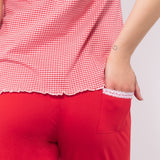Pigiama con maglia serafino a manica corta e pantalone lungo in cotone – VH11