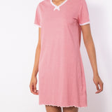 Camicia da notte con scollo a V a manica corta in cotone - VH27