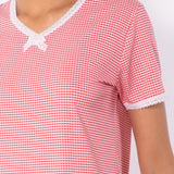 Camicia da notte con scollo a V a manica corta in cotone - VH27