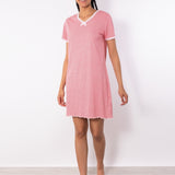 Camicia da notte con scollo a V a manica corta in cotone - VH27