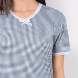 Camicia da notte con scollo a V a manica corta in cotone - VH27