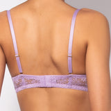 Reggiseno a fascia con coppe imbottite, ferretto e spalline removibili in pizzo - LILLA - DL25