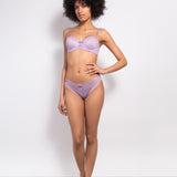 Reggiseno a fascia con coppe imbottite, ferretto e spalline removibili in pizzo - LILLA - DL25