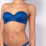 Reggiseno a fascia con coppe imbottite, ferretto e spalline removibili in pizzo - DL25