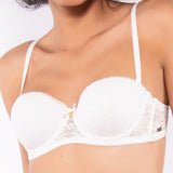 Reggiseno a fascia con coppe imbottite, ferretto e spalline removibili in pizzo - DL25
