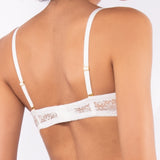 Reggiseno a fascia con coppe imbottite, ferretto e spalline removibili in pizzo - DL25