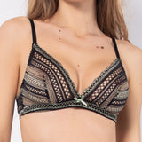 Reggiseno a triangolo non imbottito e senza ferretto in pizzo geometrico - RS20