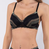 Reggiseno con coppe graduate senza ferretto in pizzo geometrico - RS23