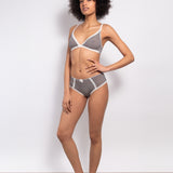 Reggiseno triangolo non imbottito e senza ferretto in microfibra vichy - VH20