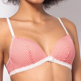 Reggiseno a triangolo con coppe imbottite e senza ferretto in microfibra vichy – VH21