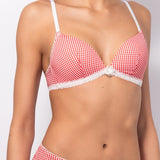 Reggiseno a triangolo con coppe imbottite e senza ferretto in microfibra vichy – VH21