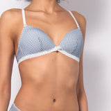 Reggiseno a triangolo con coppe imbottite e senza ferretto in microfibra vichy - DENIM - VH21