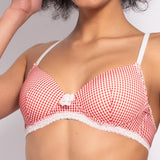 Reggiseno con coppe graduate e senza ferretto in microfibra vichy - ROSSO - VH23
