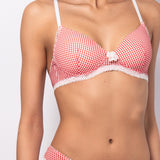 Reggiseno con coppe graduate e senza ferretto in microfibra vichy - ROSSO - VH23