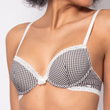 Push-up con coppe imbottite, lunette estraibili e ferretto in microfibra vichy - VH24