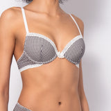 Push-up con coppe imbottite, lunette estraibili e ferretto in microfibra vichy - VH24