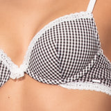 Push-up con coppe imbottite, lunette estraibili e ferretto in microfibra vichy - VH24