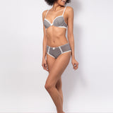 Push-up con coppe imbottite, lunette estraibili e ferretto in microfibra vichy - VH24