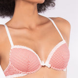 Push-up con coppe imbottite, lunette estraibili e ferretto in microfibra vichy - VH24