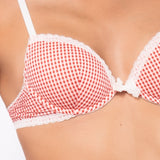 Push-up con coppe imbottite, lunette estraibili e ferretto in microfibra vichy - VH24