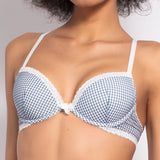Push-up con coppe imbottite, lunette estraibili e ferretto in microfibra vichy - VH24
