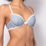 Push-up con coppe imbottite, lunette estraibili e ferretto in microfibra vichy - VH24