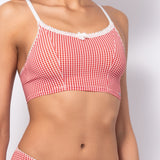Top non imbottito e senza ferretto in microfibra vichy - ROSSO - VH40