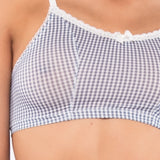 Top non imbottito e senza ferretto in microfibra vichy - DENIM - VH40