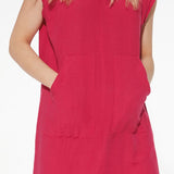 Abito corto in viscosa e lino - FUXIA - AC41