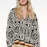 Blusa in viscosa con maniche lunghe e stampa damascata - VARIANTE UNICA - BL16