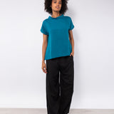 Blusa in viscosa e lino con scollo morbido e maniche corte - OTTANIO - BL40