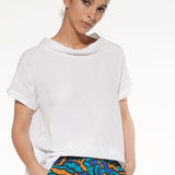 Blusa in viscosa e lino con scollo morbido e maniche corte – BL40