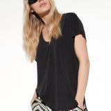 Blusa in tessuto soft touch con scollo profondo – BL80